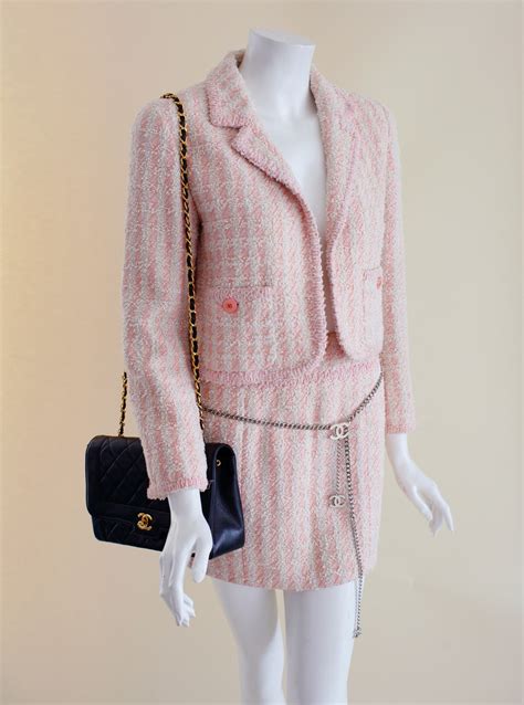 chanel pink tweed suit